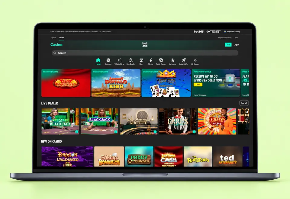 The bet365 Casino lobby