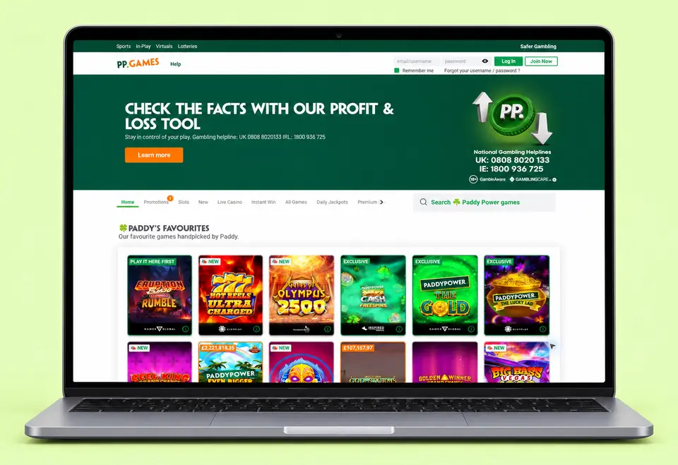 The Paddy Power Games lobby
