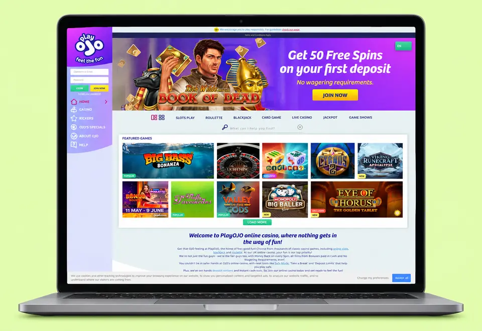 The PlayOJO lobby