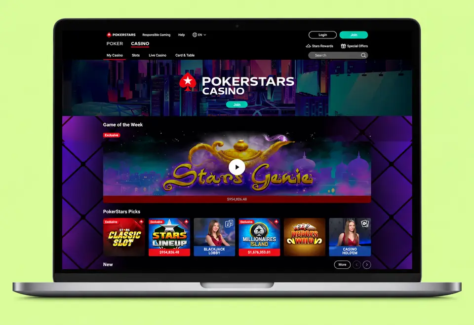 The PokerStars Casino lobby